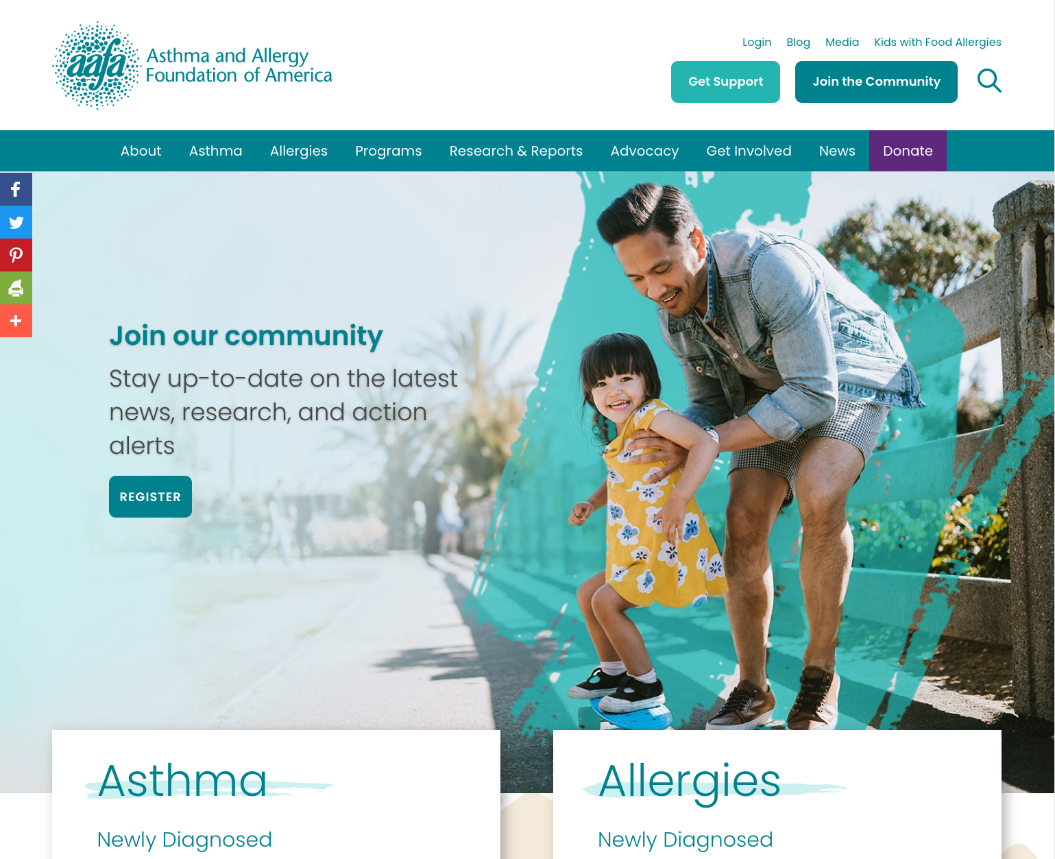 In celebration of its 70th anniversary in 2023, the Asthma and Allergy Foundation of America (AAFA) and its food allergy division Kids with Food Allergies (KFA) unveiled updated branding, including two new websites and new looks for their award-winning online support communities. The new websites improve accessibility and support to better serve people living with asthma and allergies.