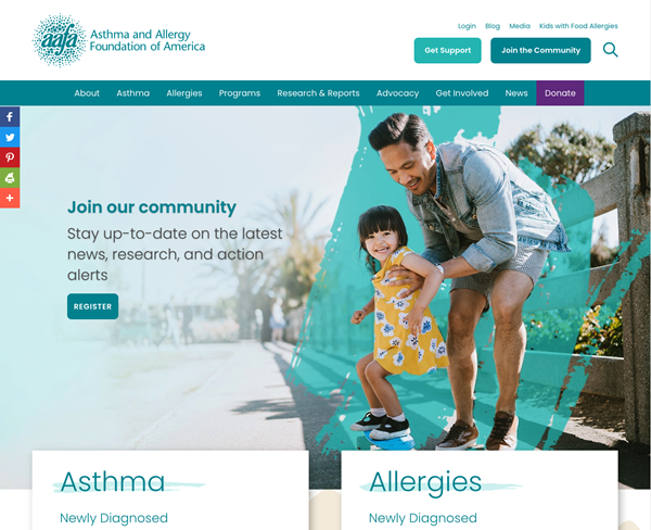 Asthma and Allergy Foundation of America (AAFA) Website Redesign