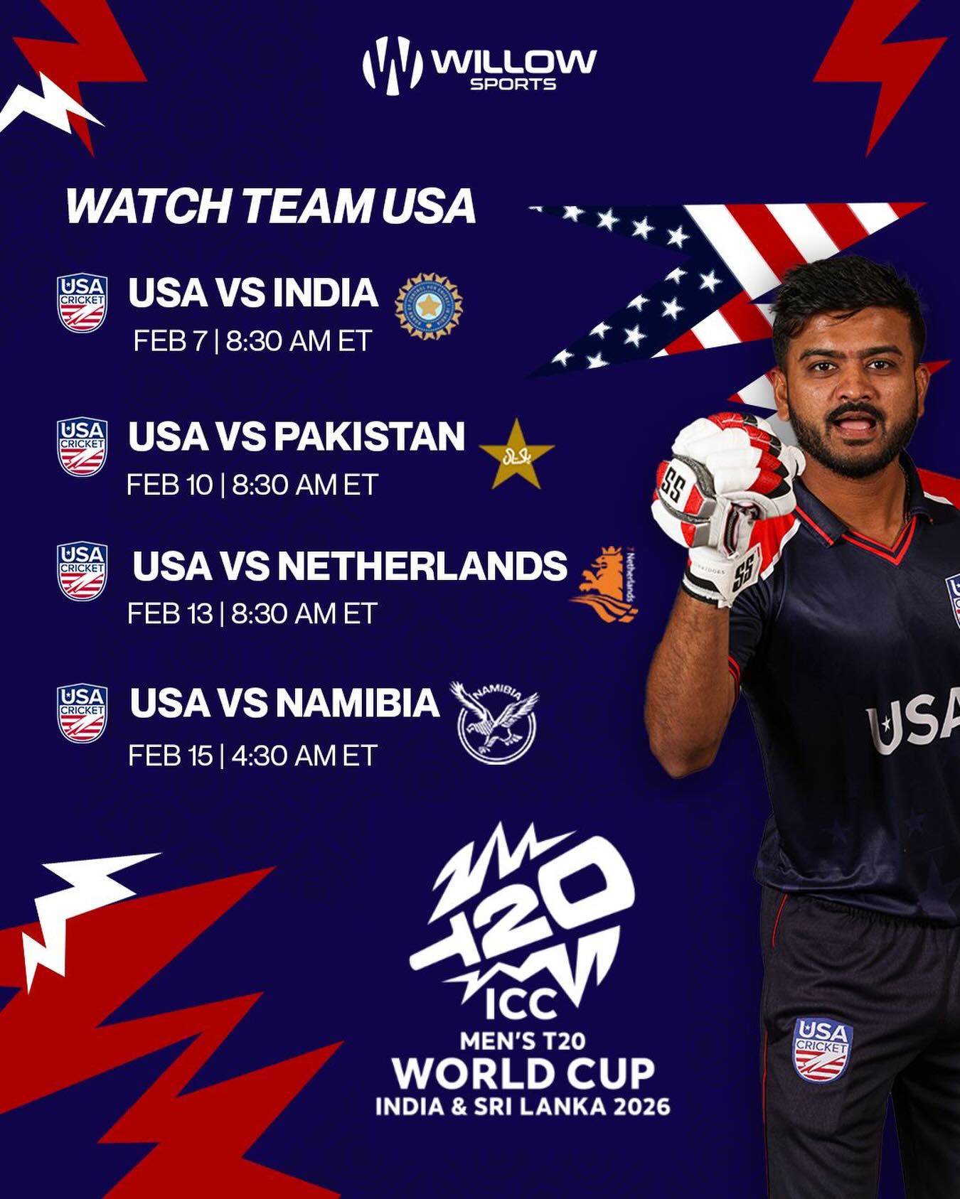 ICC T20 World Cup Team USA Schedule
