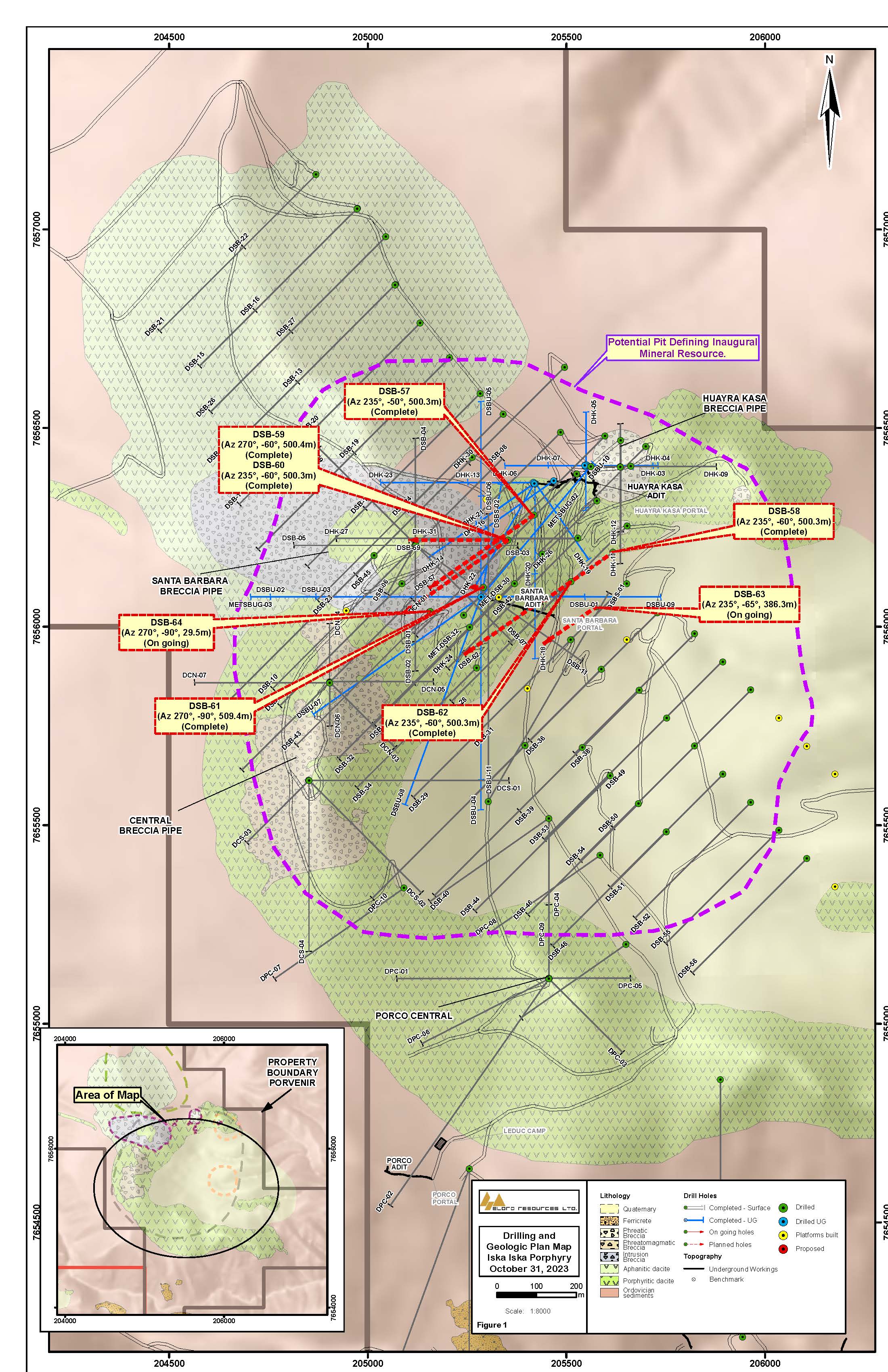 Location Map of Definition Drill Holes, Santa Barbara, Iska Iska