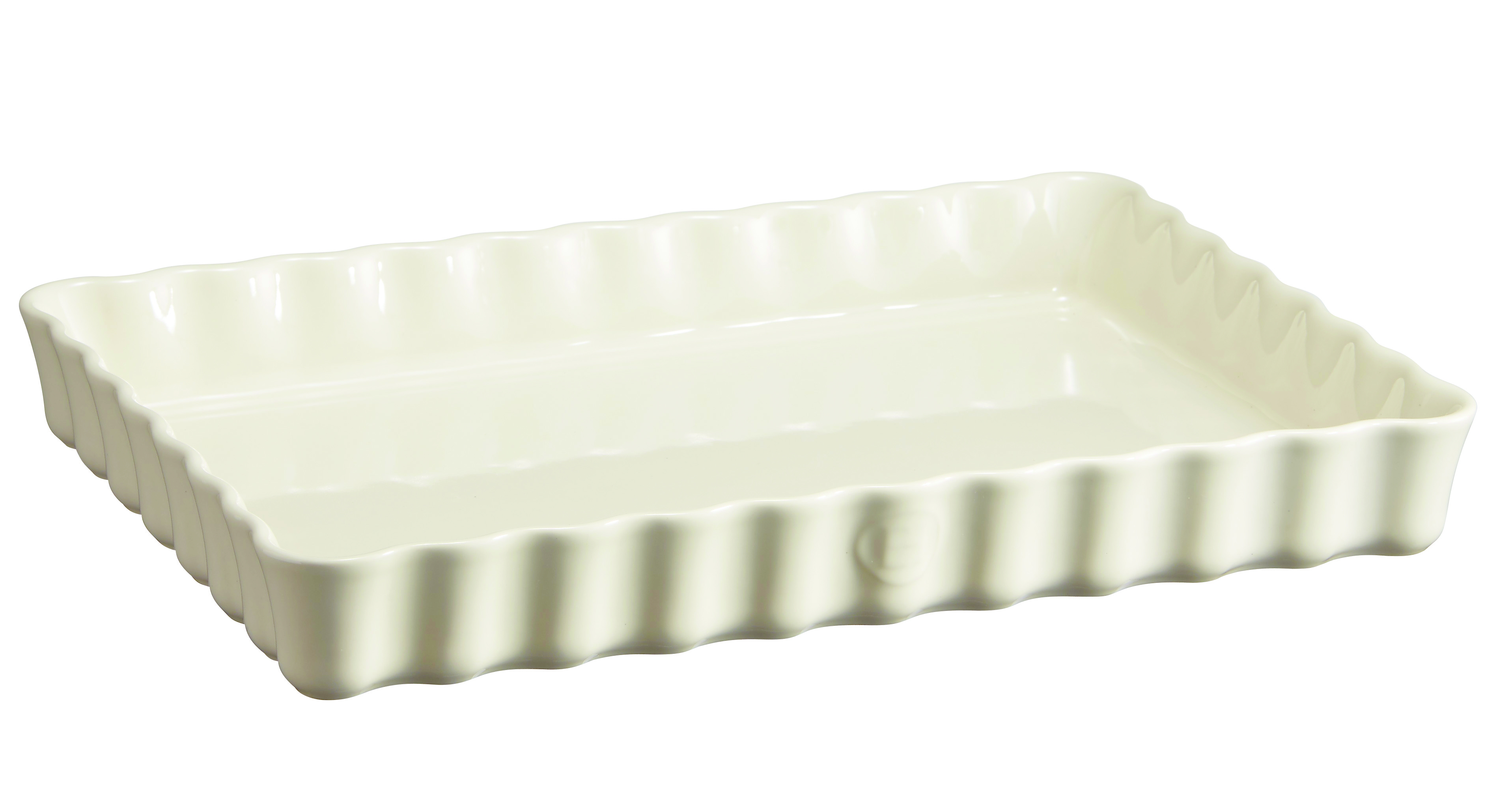 Emile Henry Deep Rectangular Tart Dish in the color Flour.