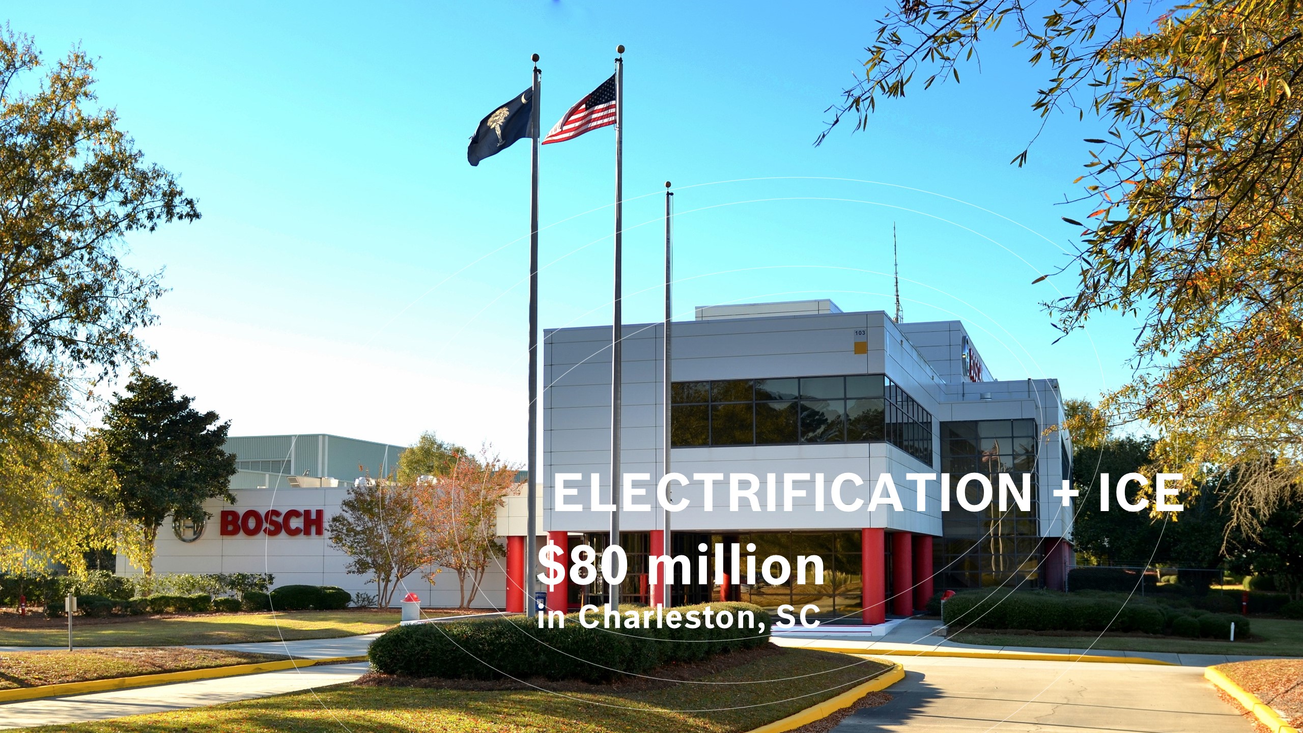 Between 2021 and 2023, Bosch will invest $80 million to support powertrain production for both electrification and internal combustion engine technology at its Charleston, South Carolina facility.