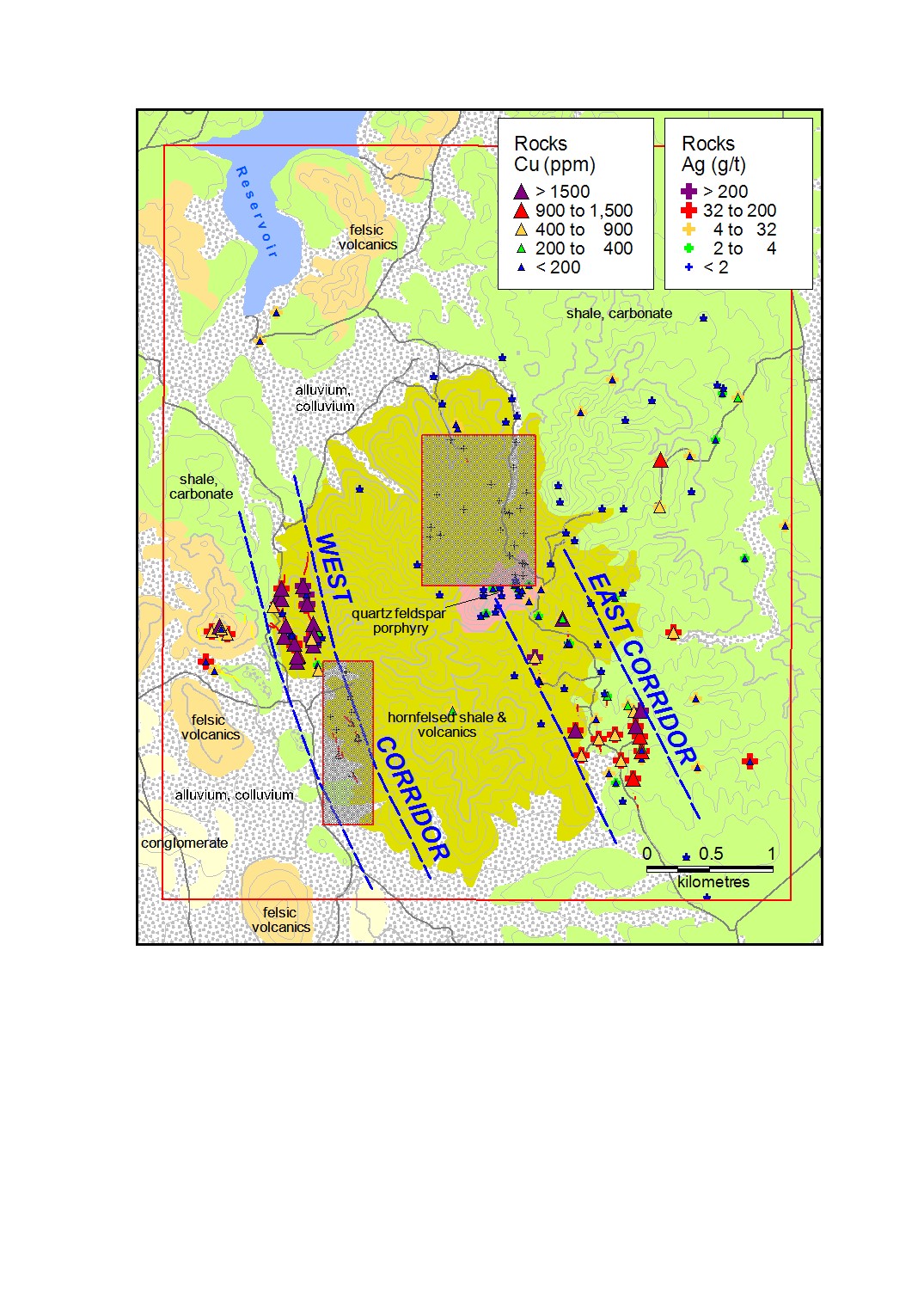 Figure 2: Valsequillo geology and sampling results