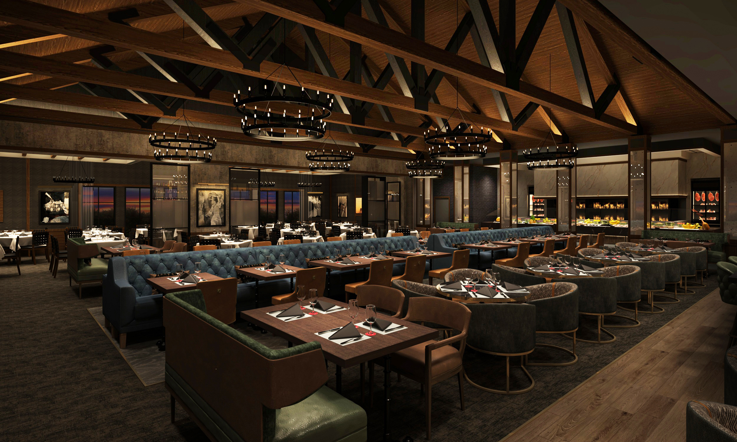 Fogo de Chão’s new Katy, Texas restaurant will feature an expansive dining room and an open churrasco grill.