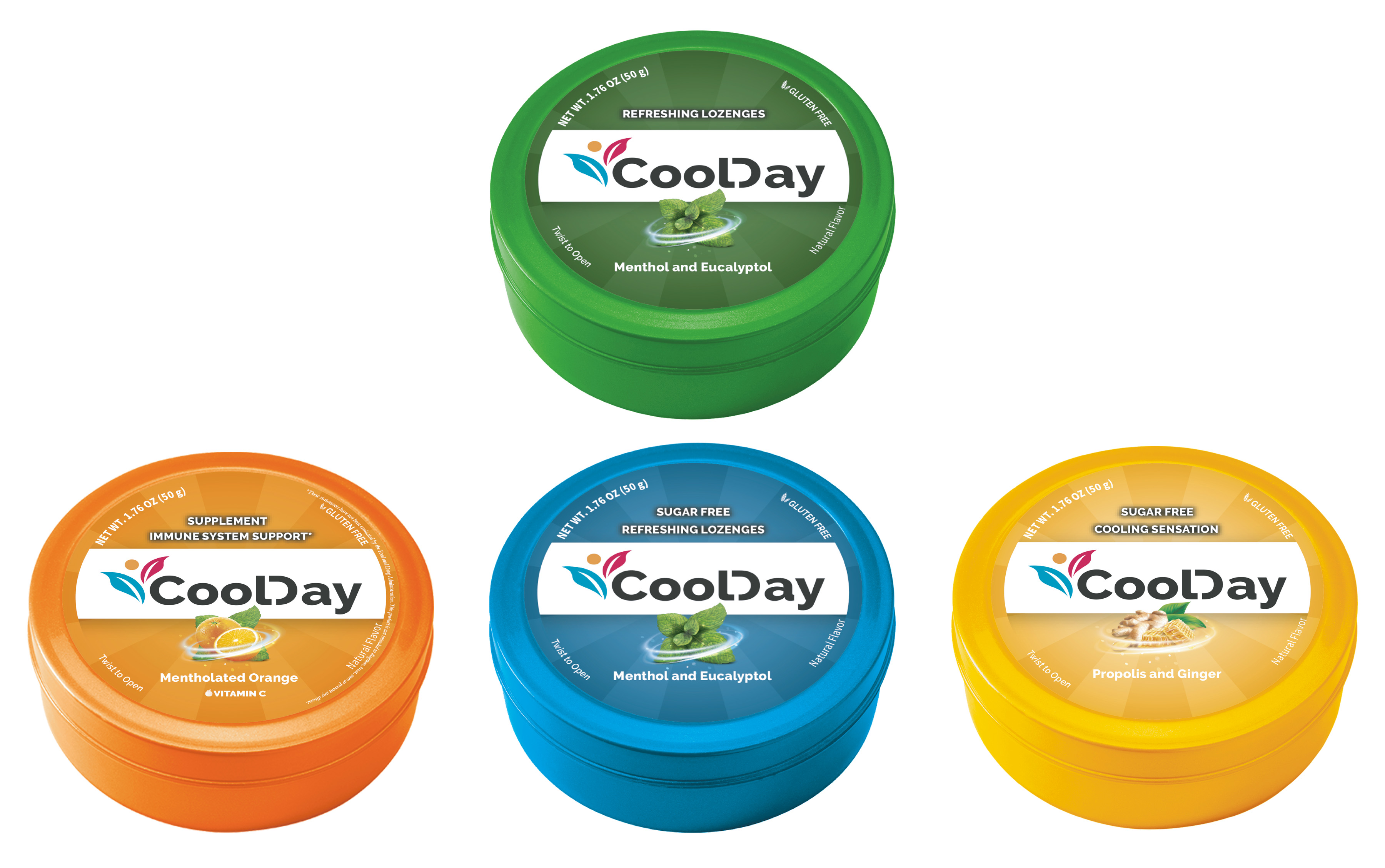 American consumers can buy the following Cool Day products on vitabeauti.com: 1) Cool Day Refreshing Lozenges with Menthol and Eucalyptol. 2) Cool Day Sugar-Free Refreshing Lozenges with Menthol and Eucalyptol. 3) Cool Day Immune System Support with Mentholated Orange for people who want vitamin C. 4) Cool Day Sugar-Free Cooling Sensation with Propolis and Ginger.