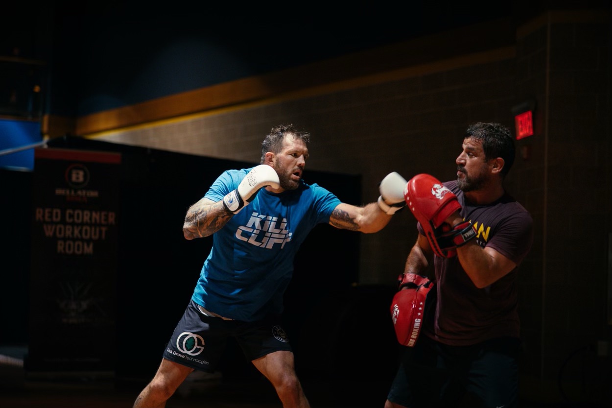 MMA Champion Ryan Bader prepares for a match wearing a Kill Cliff shirt