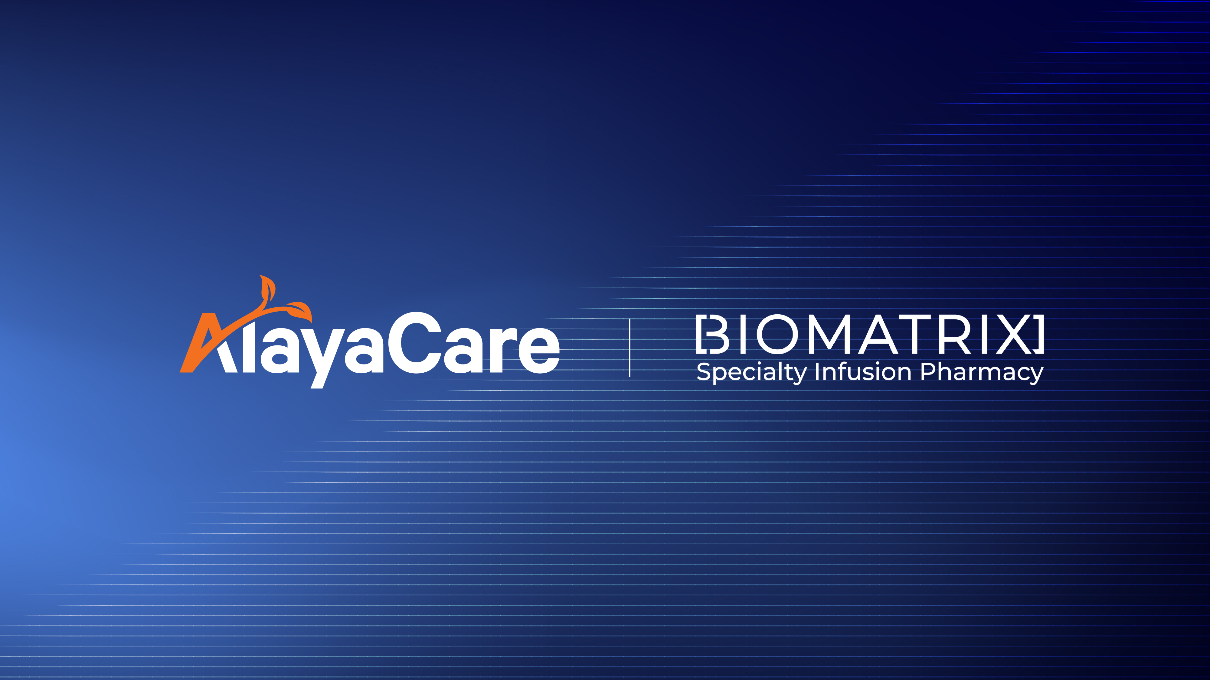 AlayaCare and BioMatrix logos on blue background