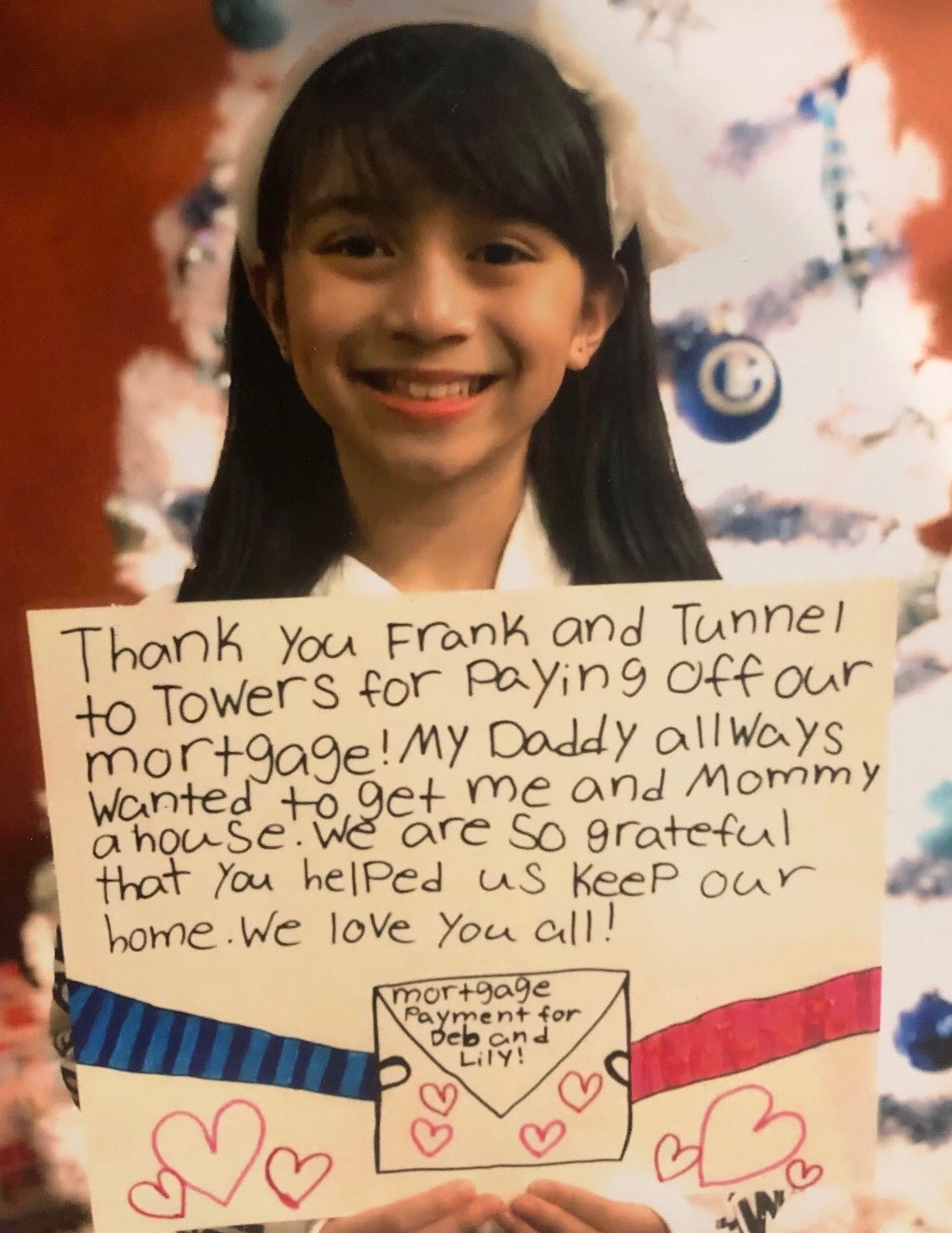 Lilianna Bonacasa delivers a thank you message to Frank Siller and the Tunnel to Towers Foundation