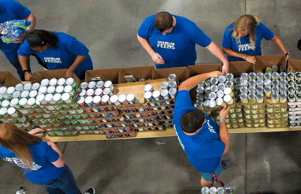 Editor’s Note: The photo represents a recent event where Food Lion associates volunteered at food packing events to support community feeding partners through its hunger relief platform, Food Lion Feeds.