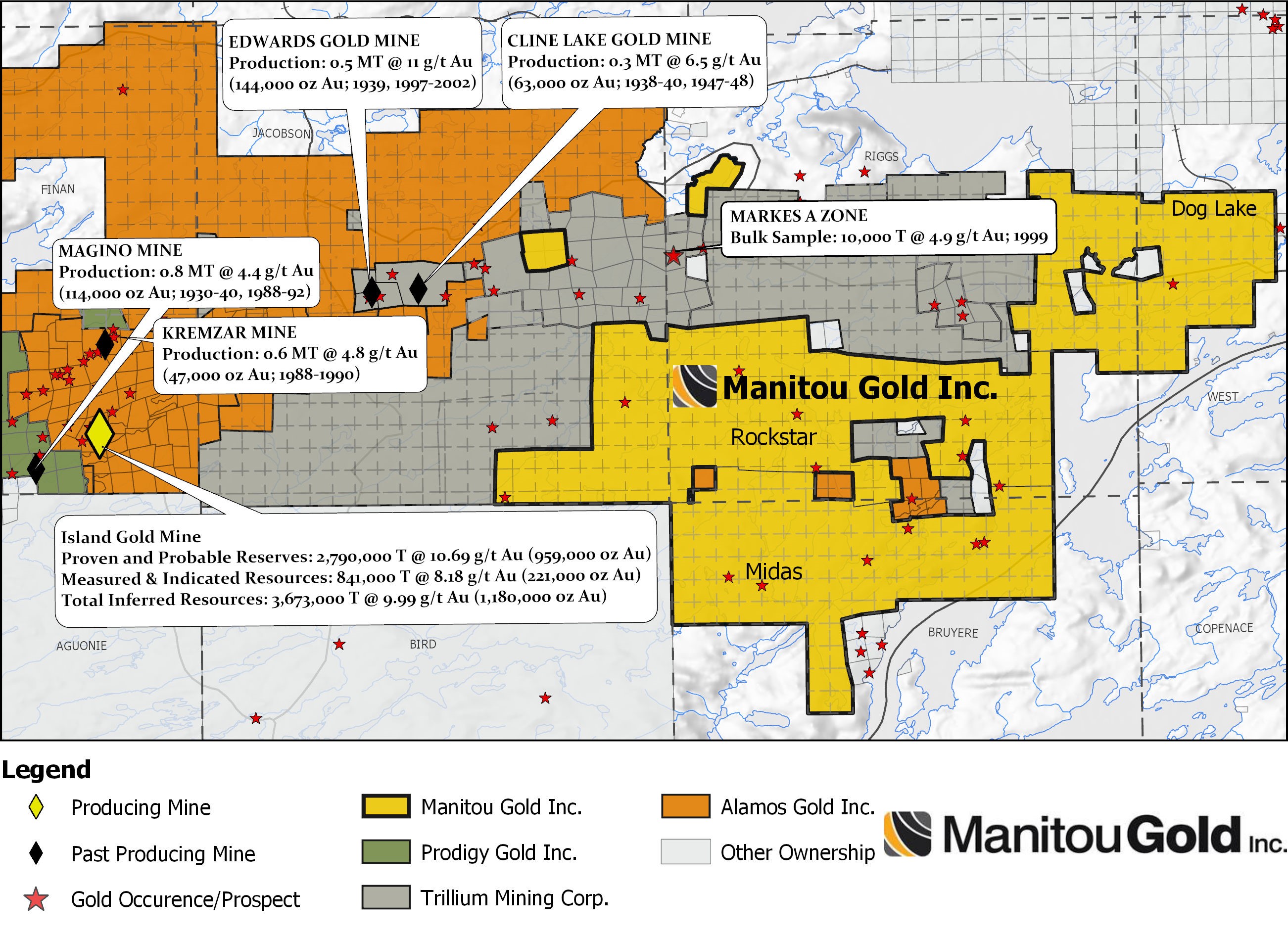 Fig.1 Manitou Gold Properties