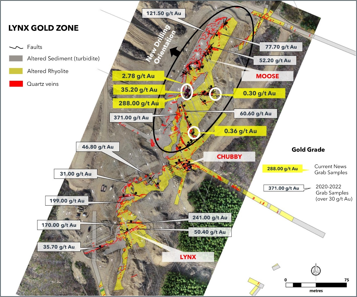 Surface mapping of the Lynx Gold Zone