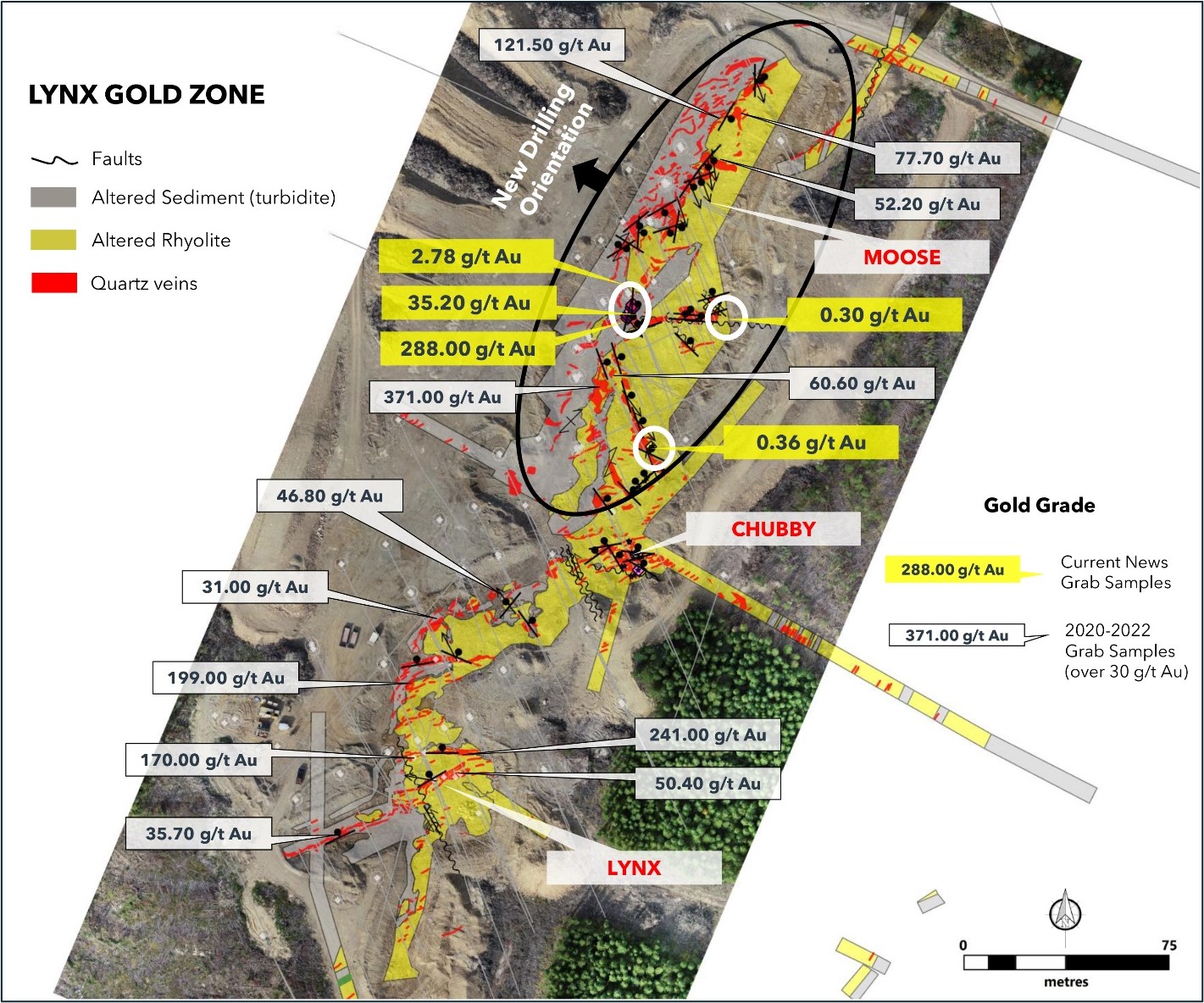 Surface mapping of the Lynx Gold Zone