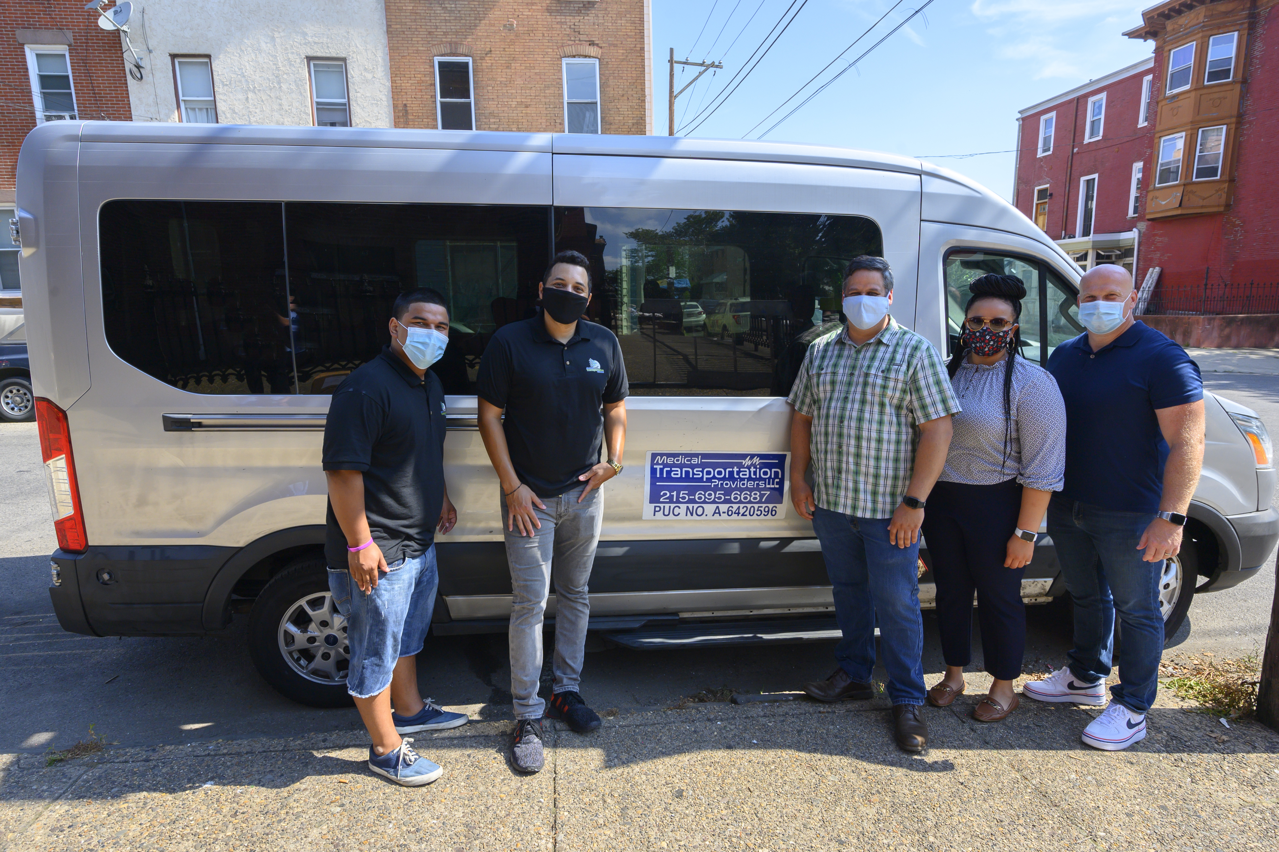 Today, LogistiCare partnered with Philabundance, The Liberti Church Network and Medical Transportation Providers LLC to help package, distribute and deliver food to Philadelphia residents in need at West Kensington Ministry. From left to right: Adrian Diana, Medical Transportation Providers LLC; Omar Carillo, Medical Transportation Providers LLC; Reverend Vito Baldini, The Liberti Church Network and Easter Outreach; Dasha Alexander, LogistiCare; and Jamie Moses, LogistiCare.  