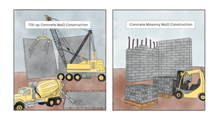 Comparison between tilt-up and concrete masonry construction