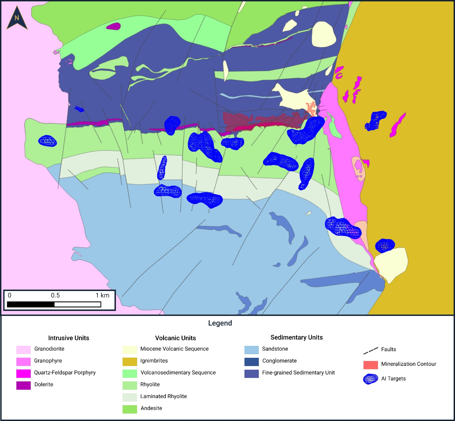 Figure 4: AI Generated Near-Mine Targets