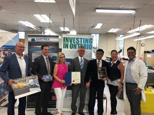 From left to right: Scott Berry (OPG), Pat Dalzell (Bruce Power), Gila Martow (MPP Thornhill), Ron Oberth (OCNI), Jay Sarkar (Sartrex Power Controls Ltd.), Sandra Yeung Racco (Councillor Ward 4 City of Vaughan), Shawn Sarkar (Sartrex Power Controls Ltd.) 