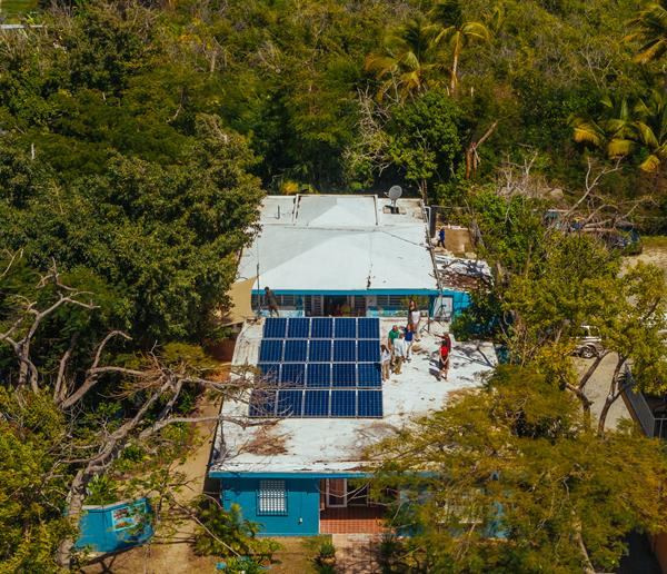 History and Conservation Trust of Vieques - First Solar Hub
installed by Resilient Power Puerto Rico on the Island of Vieques, Puerto Rico. Photo by Anexis Morales