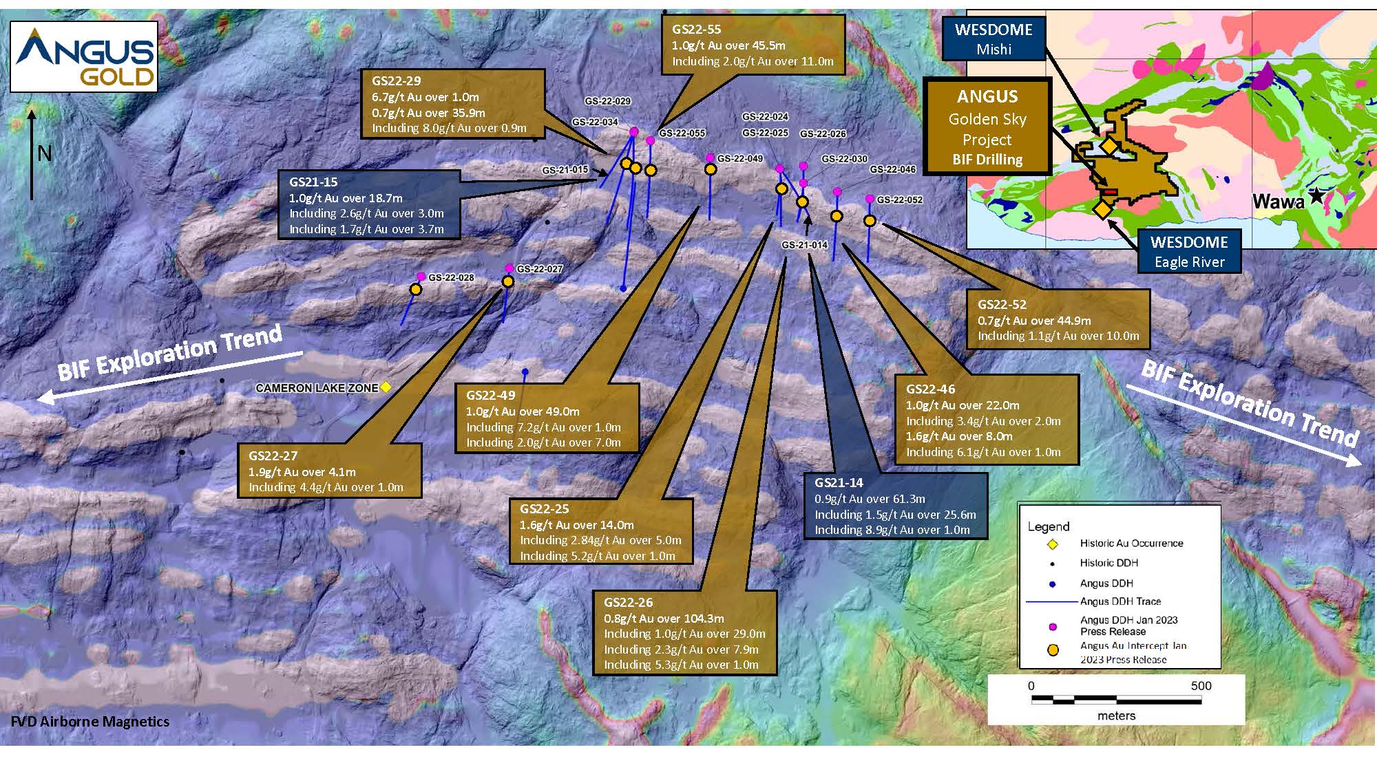 A surface map showing new BIF drilling.