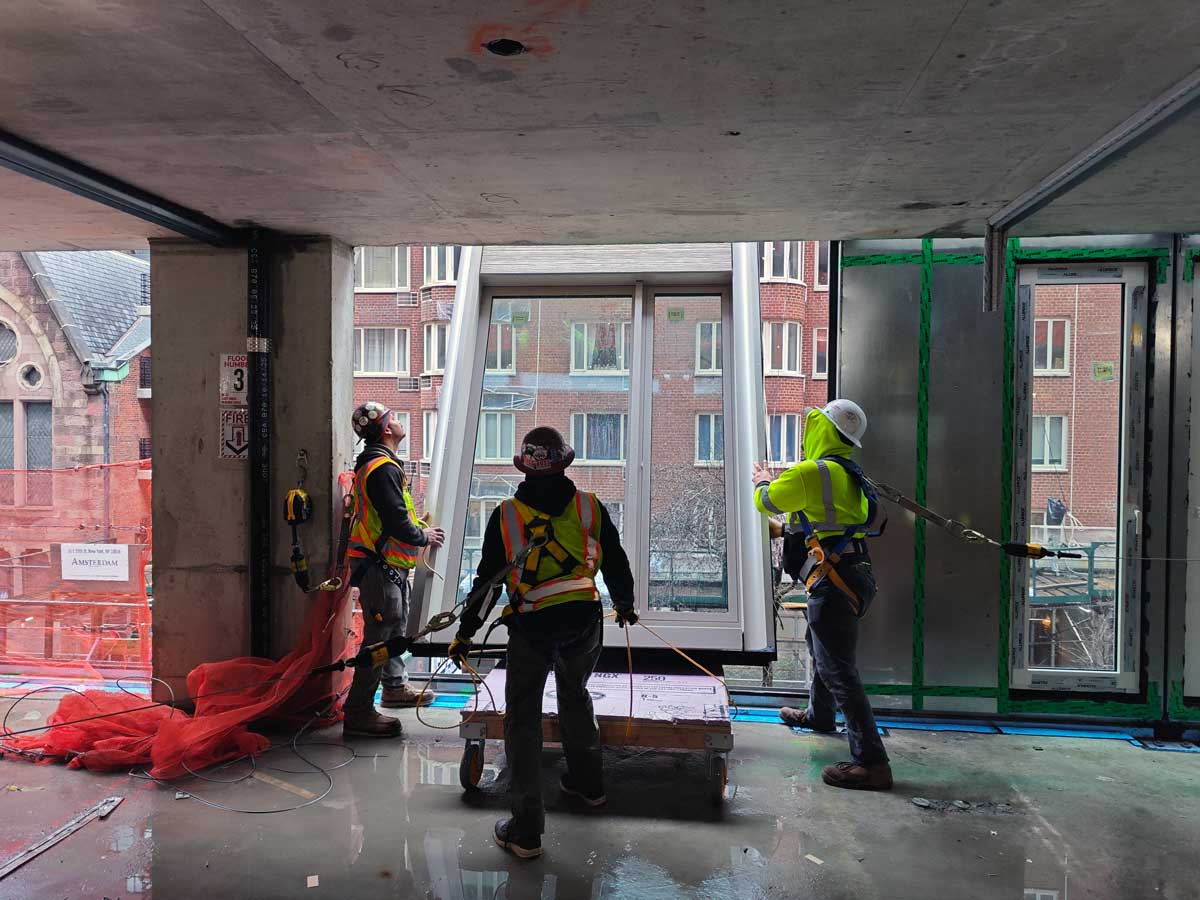 Installing of Dextall Prefab panels , view from the inside