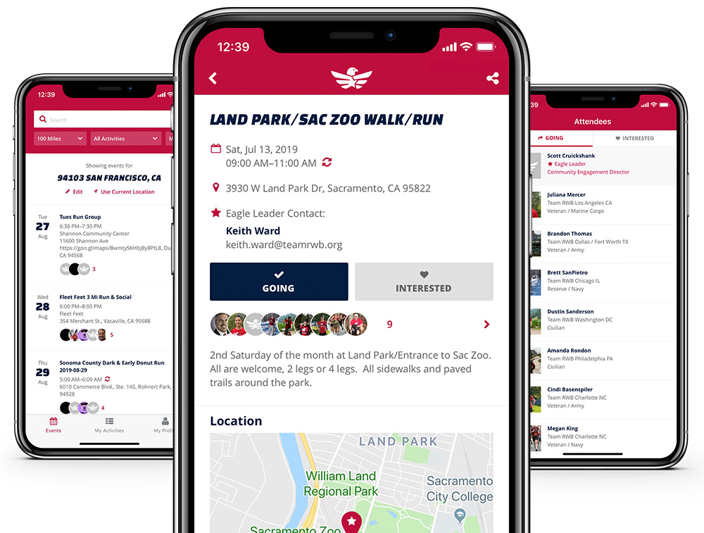 Designed as an antidote for the isolation that many veterans face, the Team RWB app provides veterans and civilian supporters with instant access to thousands of physical, social, and service-oriented events led by volunteers throughout the country.
