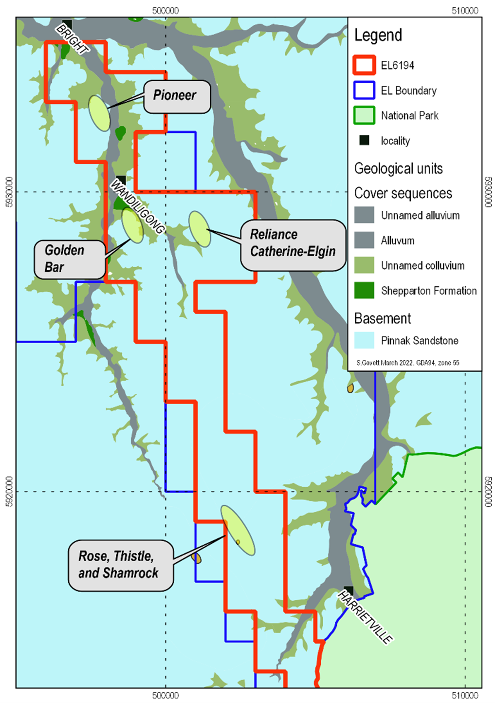 Figure 14 Prospect location map at the Bright project, EL6194.