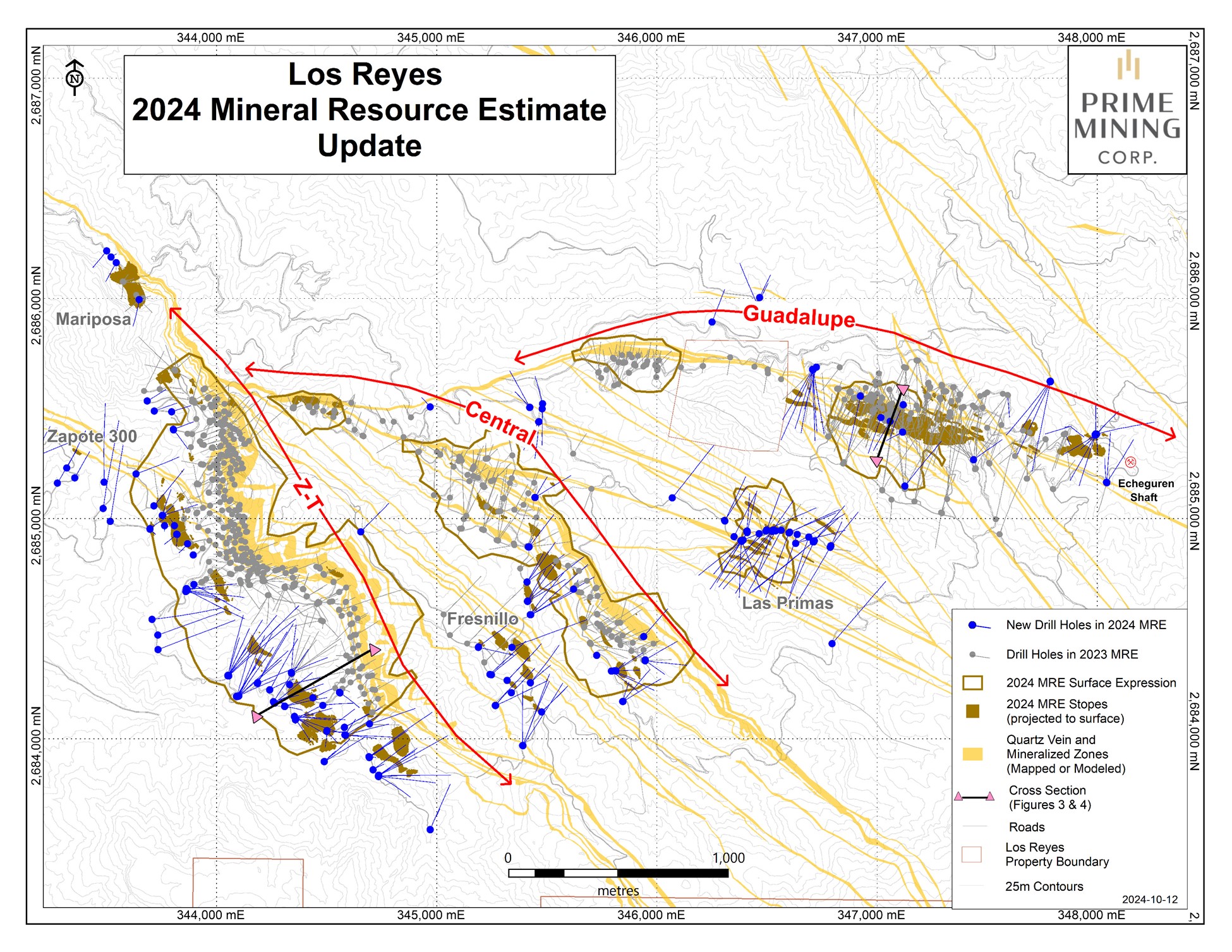 Figure 1 - Resource Areas and MRE Drilling (NI 43-101 filing) 