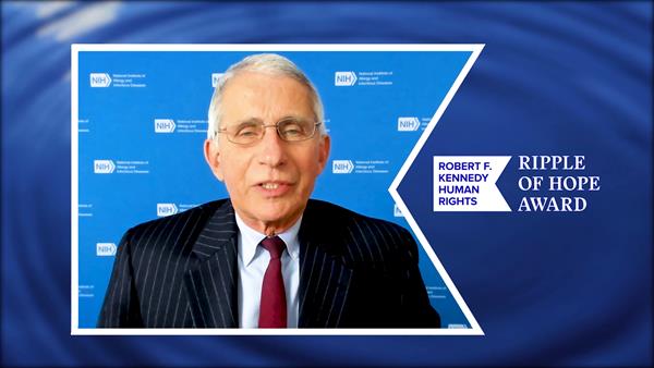 Dr. Anthony Fauci giving his acceptance speech at the 2020 Ripple of Hope Award ceremony.