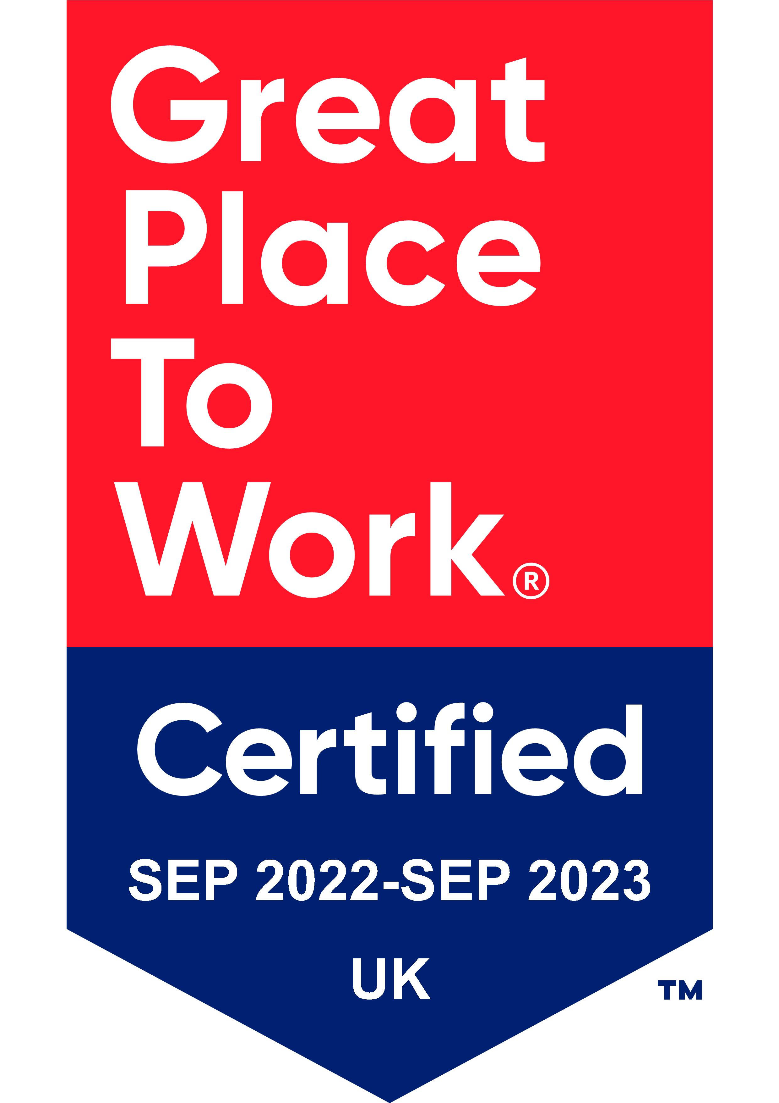 Great Place to Work Certified UK Badge