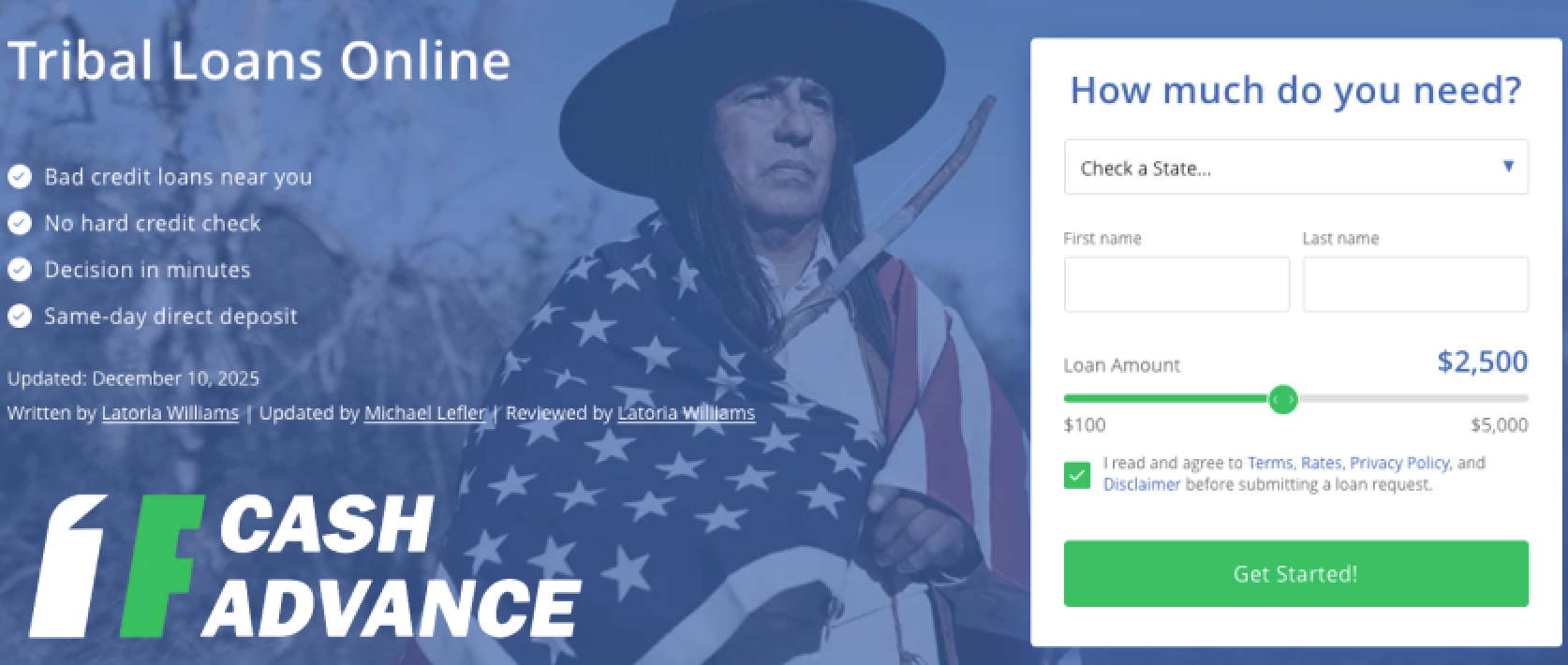 Tribal Loans for Bad Credit Borrowers with No Credit Check by 1F Cash Advance