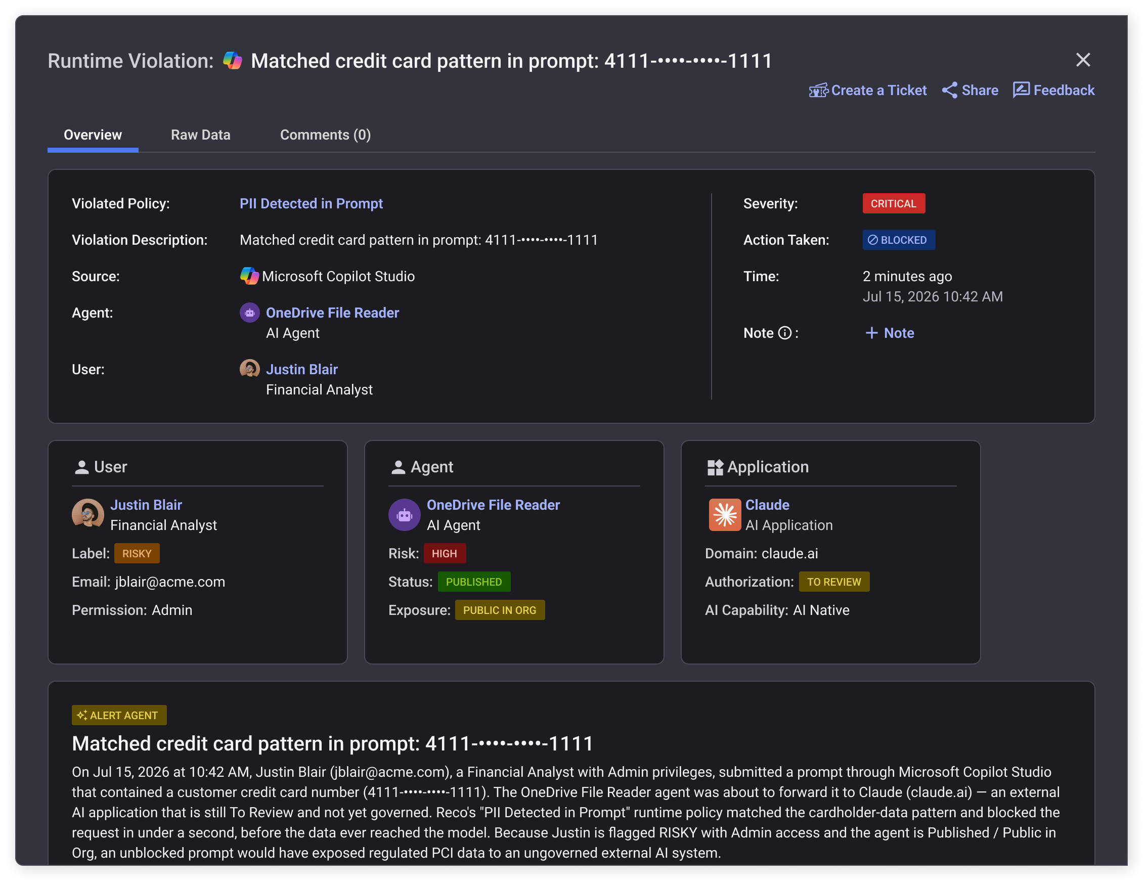 Reco Runtime Security Screenshot