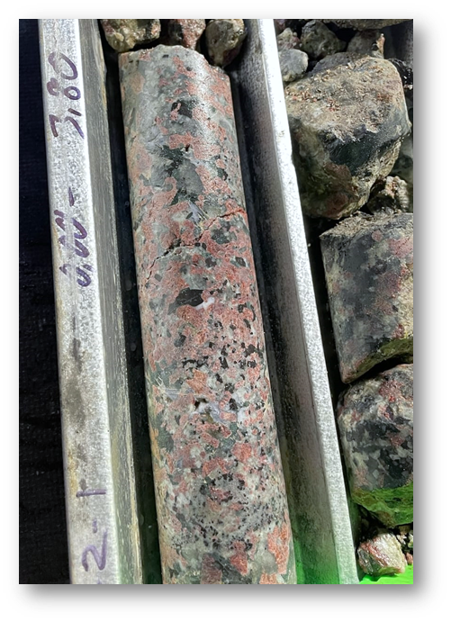 Figure 1 Drill core with rare earth occurrences