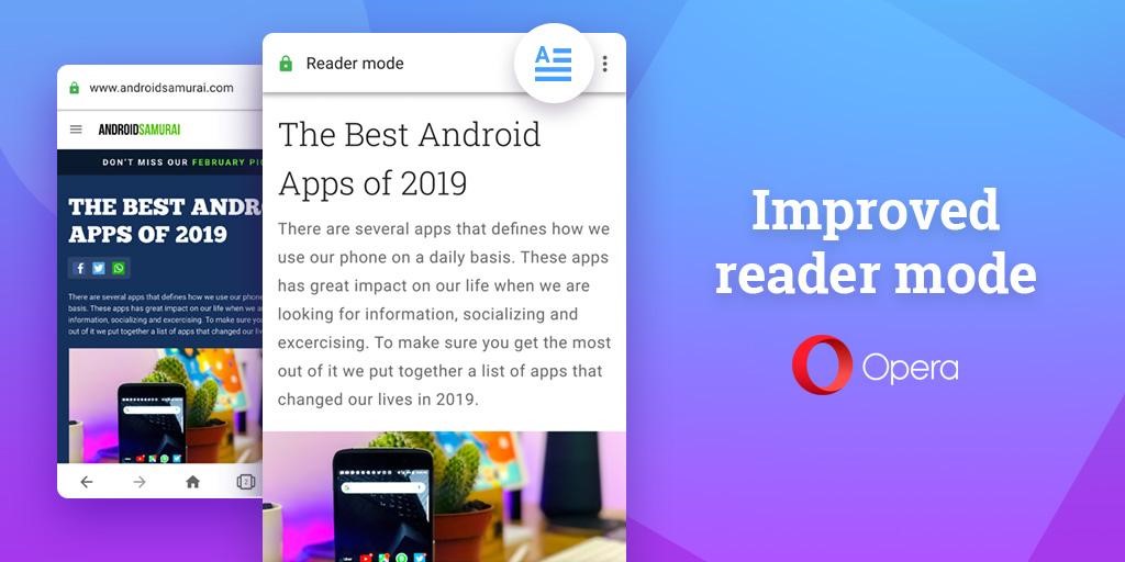 Improved reader mode in Opera