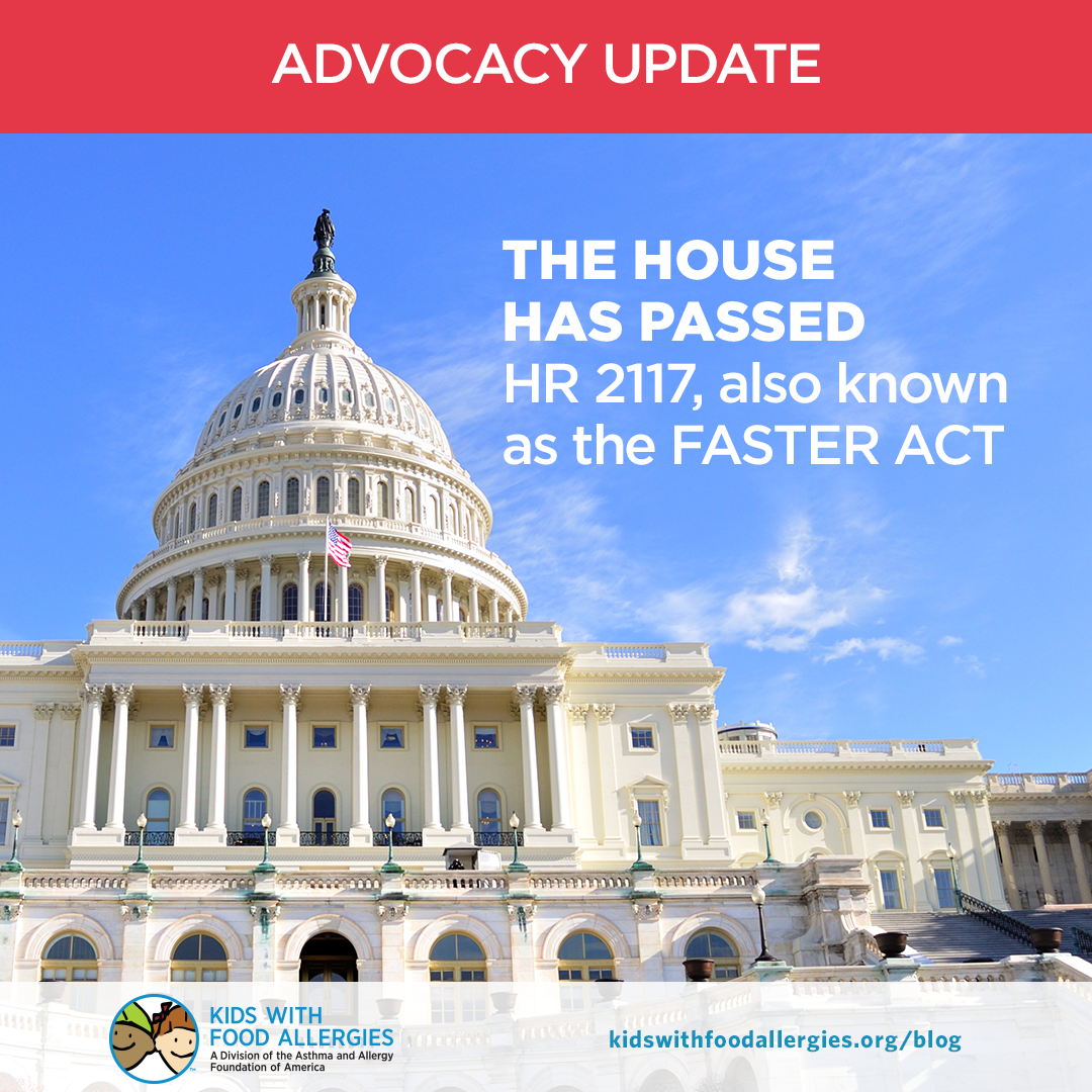 The passage of this bill by the House represents great bipartisan support for labeling sesame as a major allergen. AAFA has led the way with advocacy efforts on clear sesame labeling. This includes raising the alarm to include sesame in bills like the FASTER Act and asking the FDA to take action