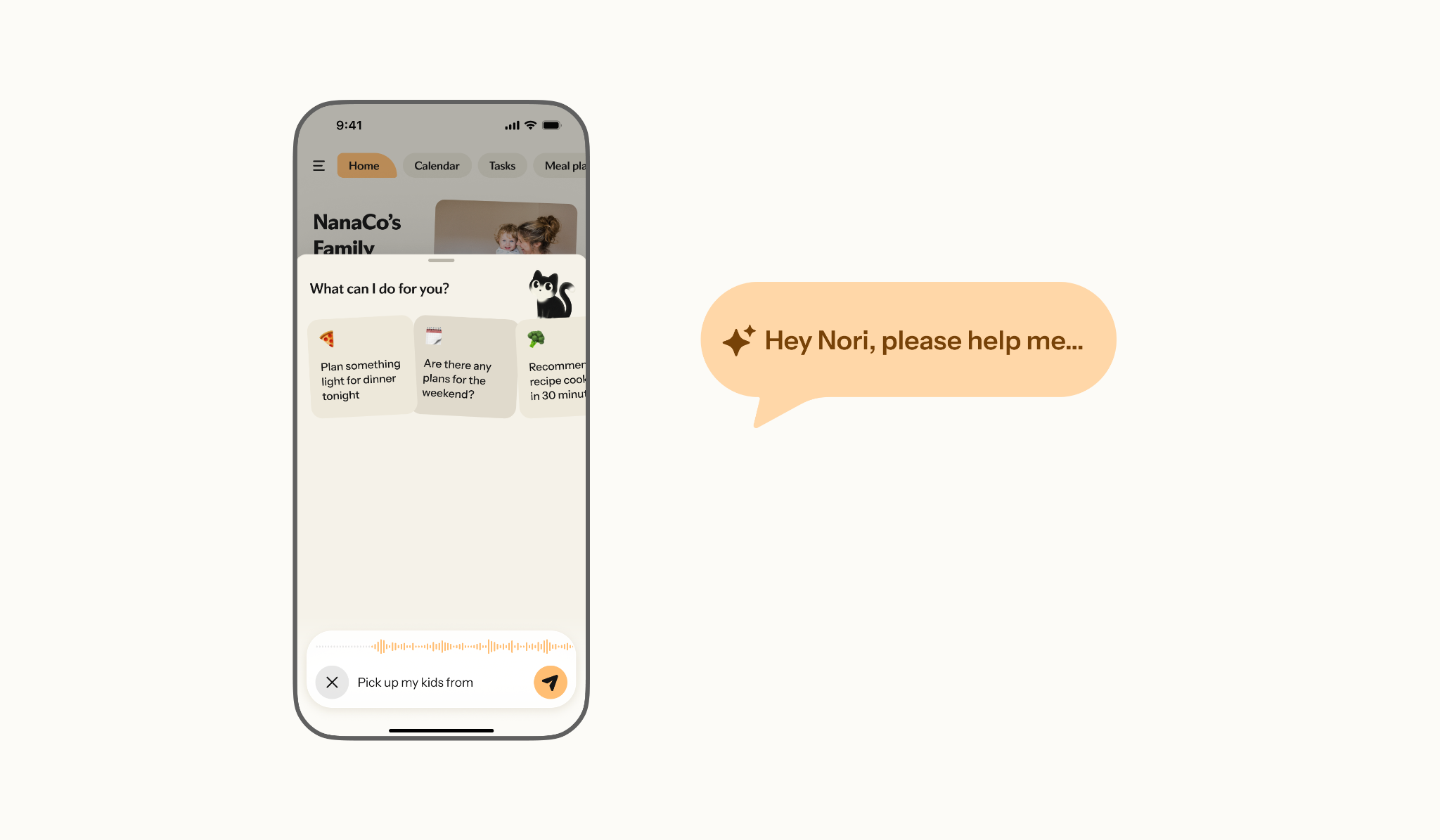 Voice input example scheduling piano lessons with Nori AI
