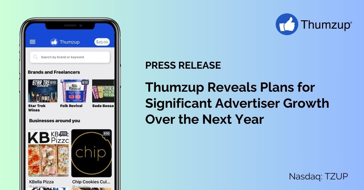 Thumzup increase advertisers