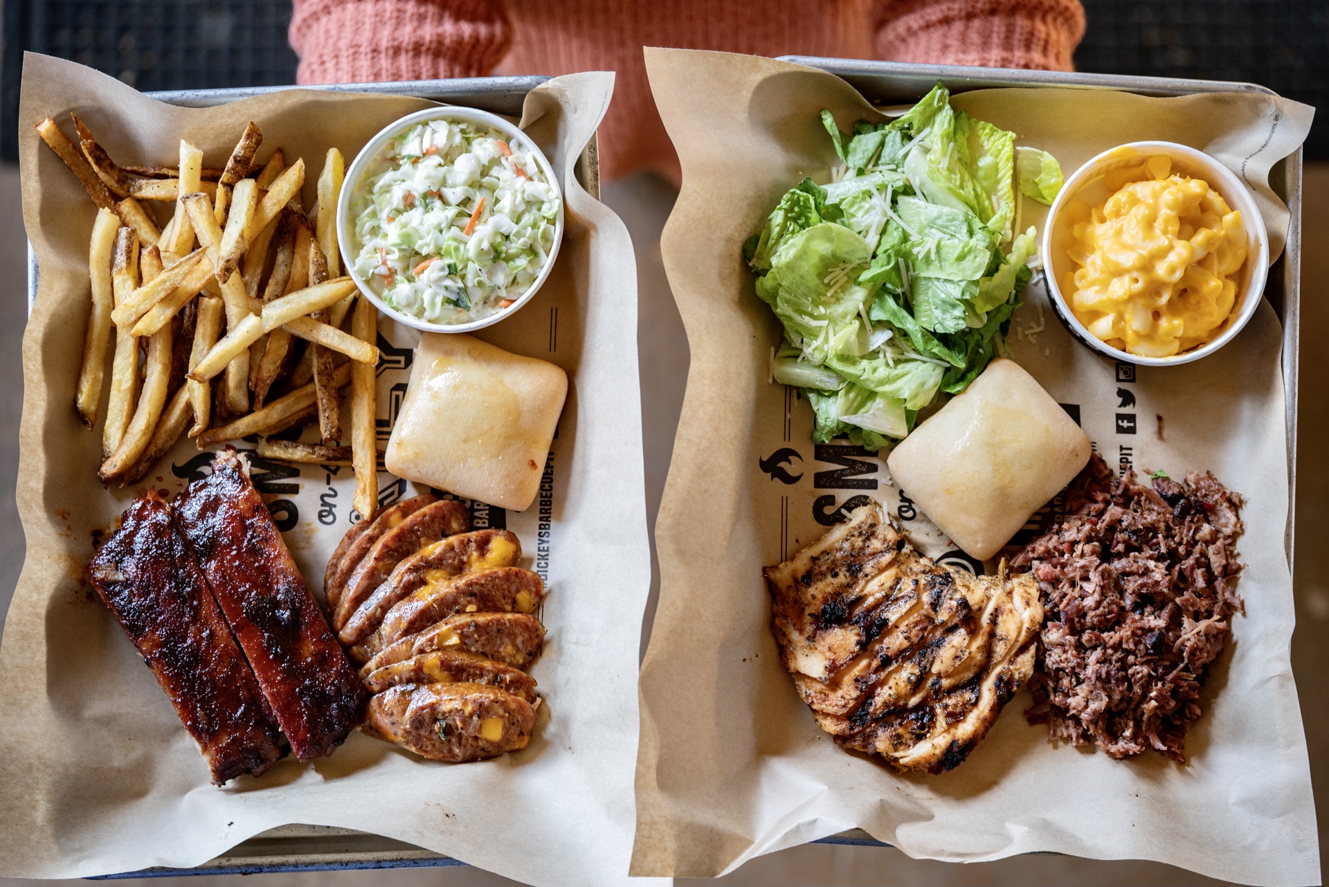 Dickey's Barbecue Pit is offering 2 slow-cooked meats, two side plate, and a buttery roll. You get 2 plates for $24. 