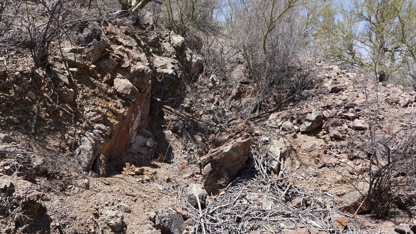 Quartz veinlets with gold values hosted in a very deformed metamorphic sequence in one of the exploration targets