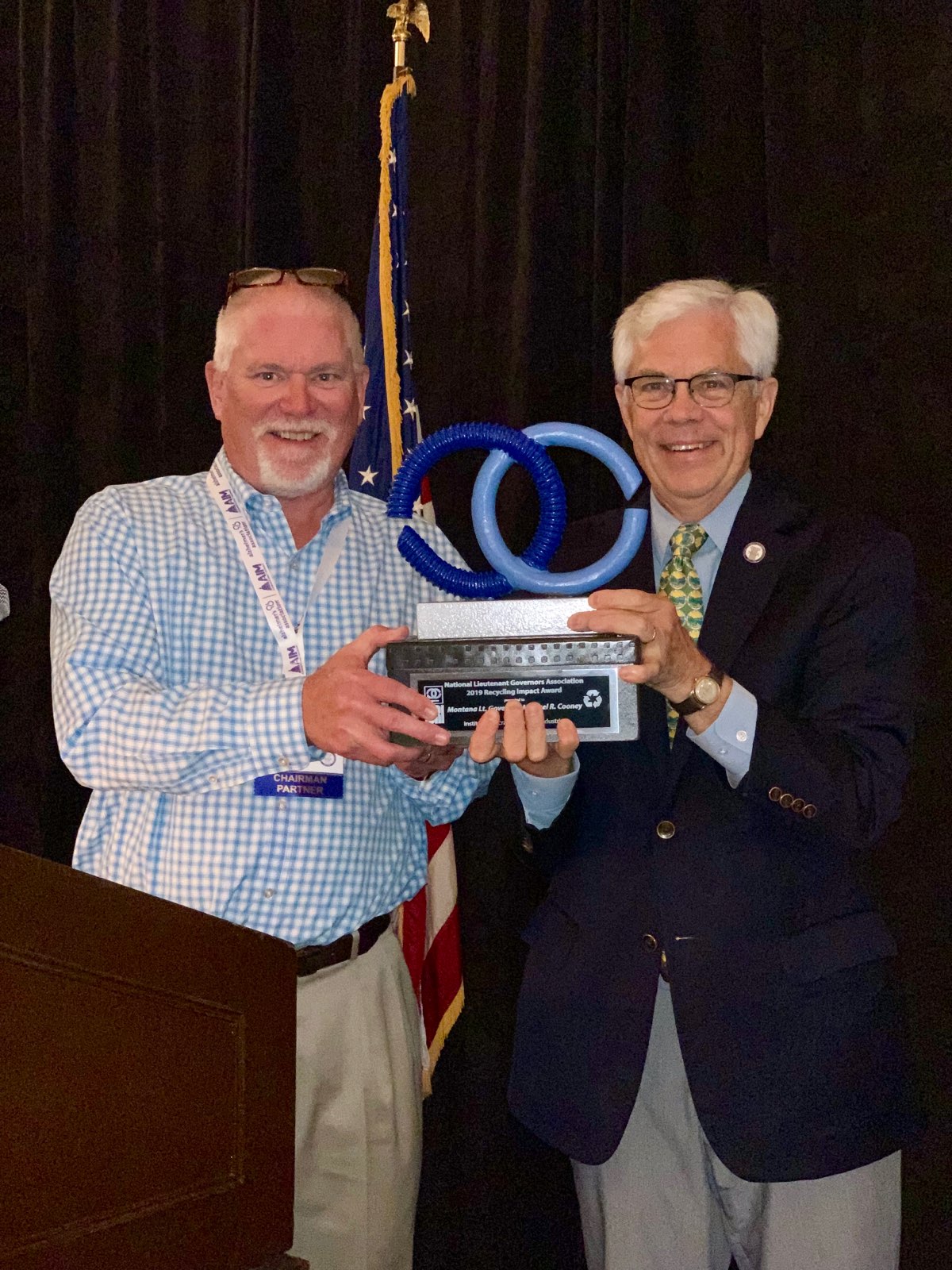 L to R: Jeff Milhollin, CEO/President of Pacific Steel & Recycling; Mike Cooney, Montana Lt. Governor 