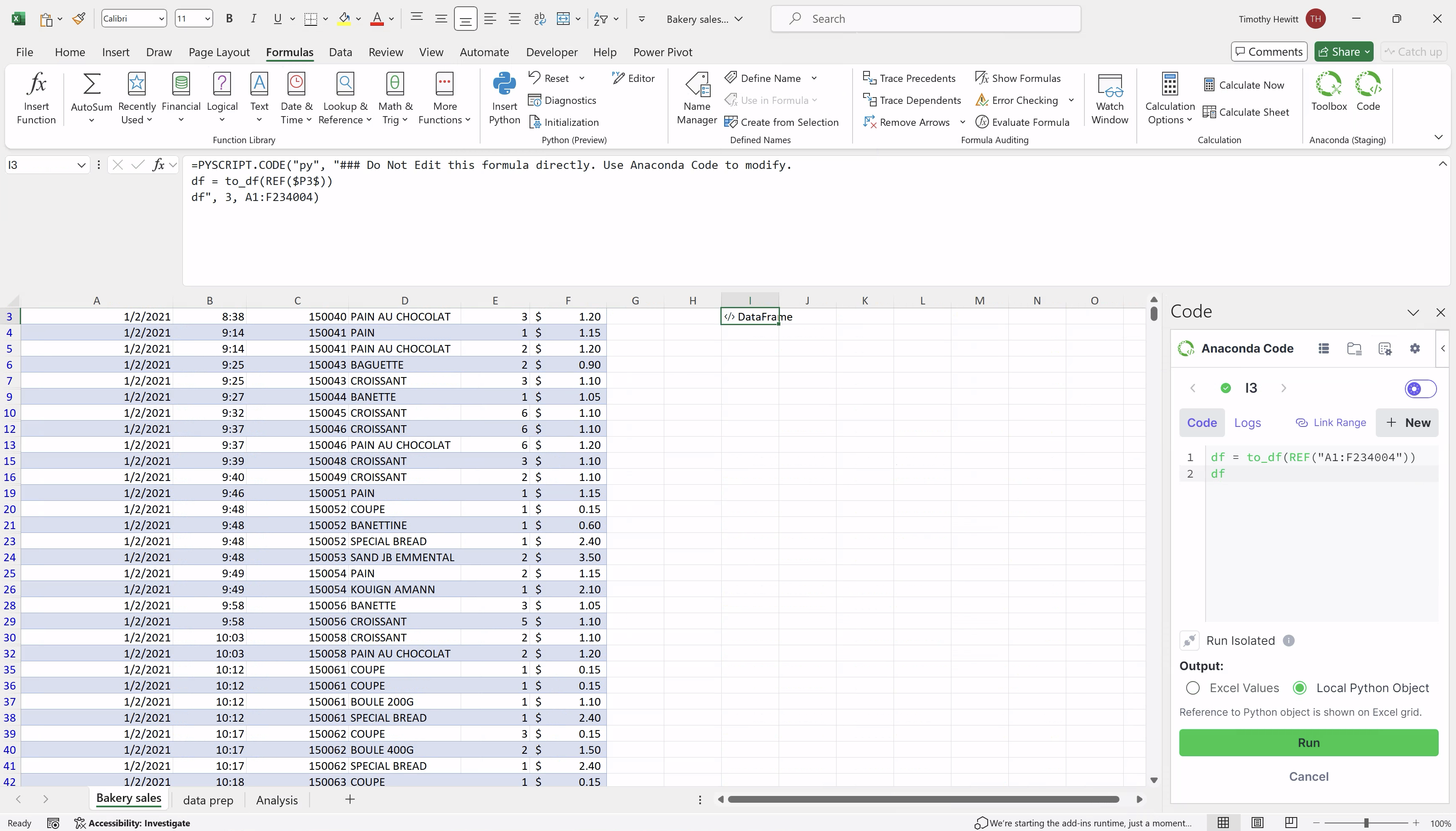 Python Power, Excel Interface: Anaconda's Local Integration