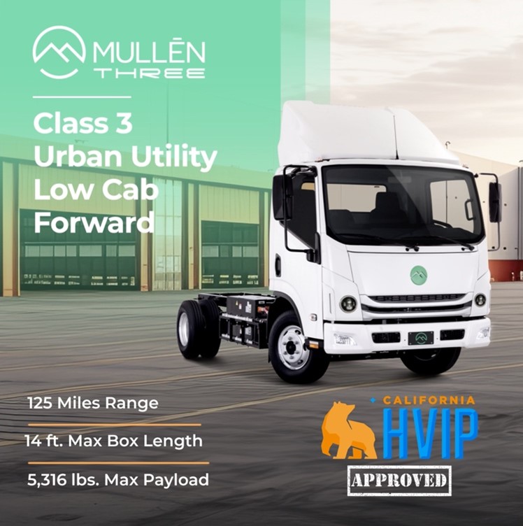 California Issues HVIP Approval, Granting Mullen’s Class 3 EV Trucks a ,000 Cash Voucher Per Vehicle Sold