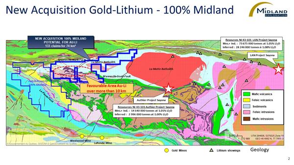 Figure 2 New Acquisition Gold-Lithium - 100% Midland