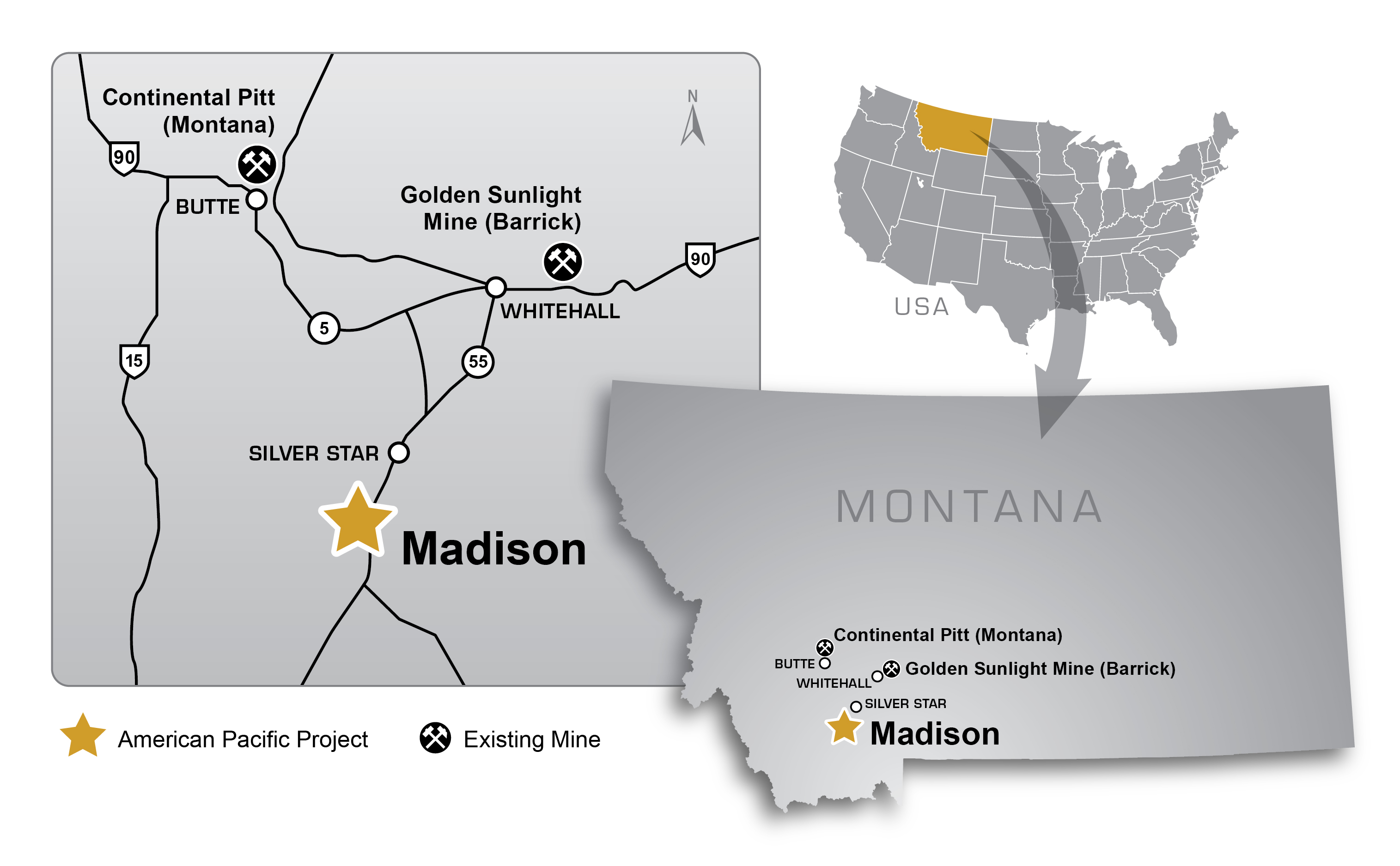 Madison Cu Au Project Location Map, Montana USA