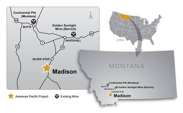 Madison Cu Au Project Location Map, Montana USA