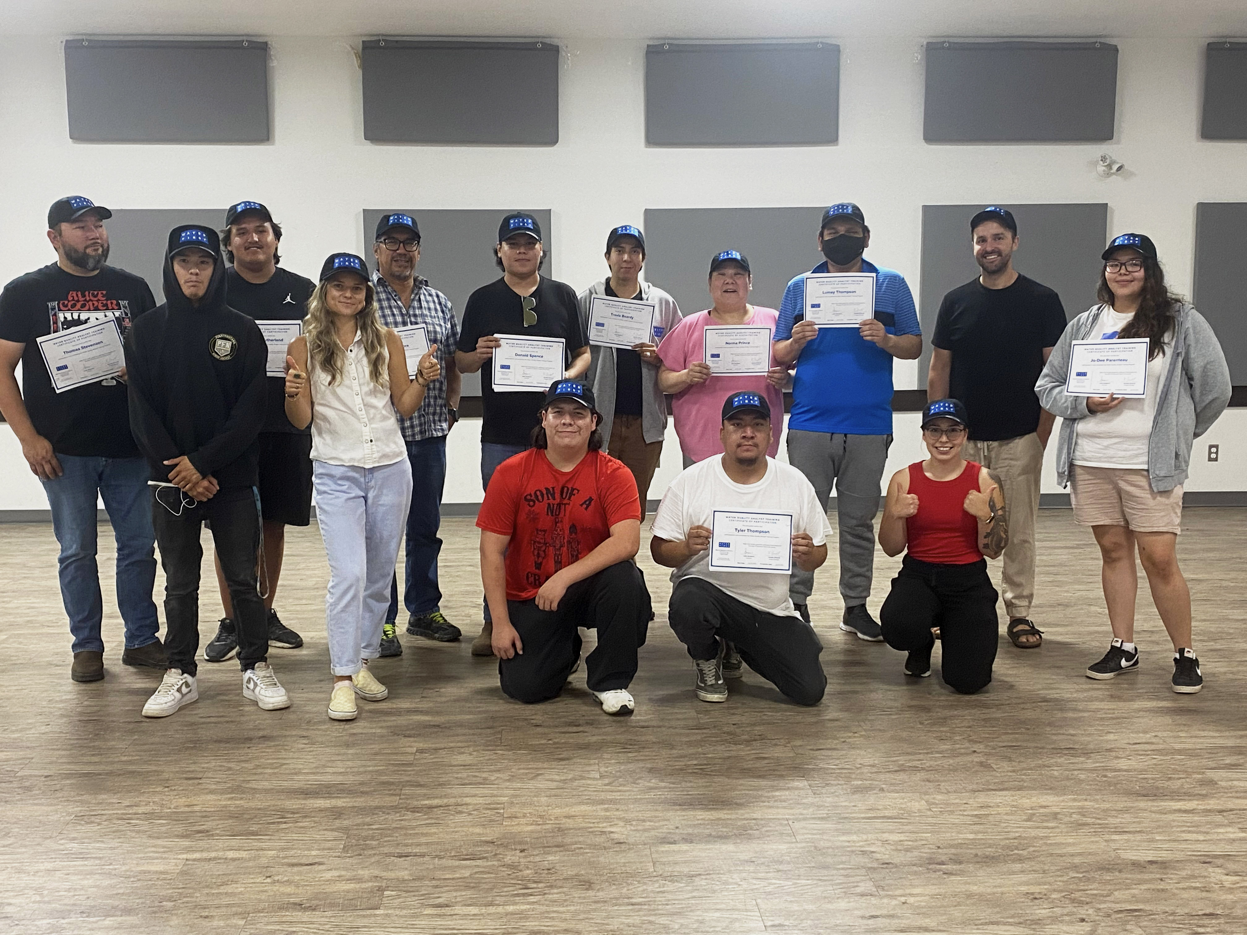 IRTC interns and Water First trainers pose with their Water Quality Analyst certificates