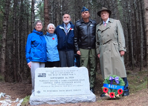 Commémoration des premières victimes de la Seconde Guerre mondiale dans l’aviation royale canadienne au Canada, près de Deersdale, N.-B.