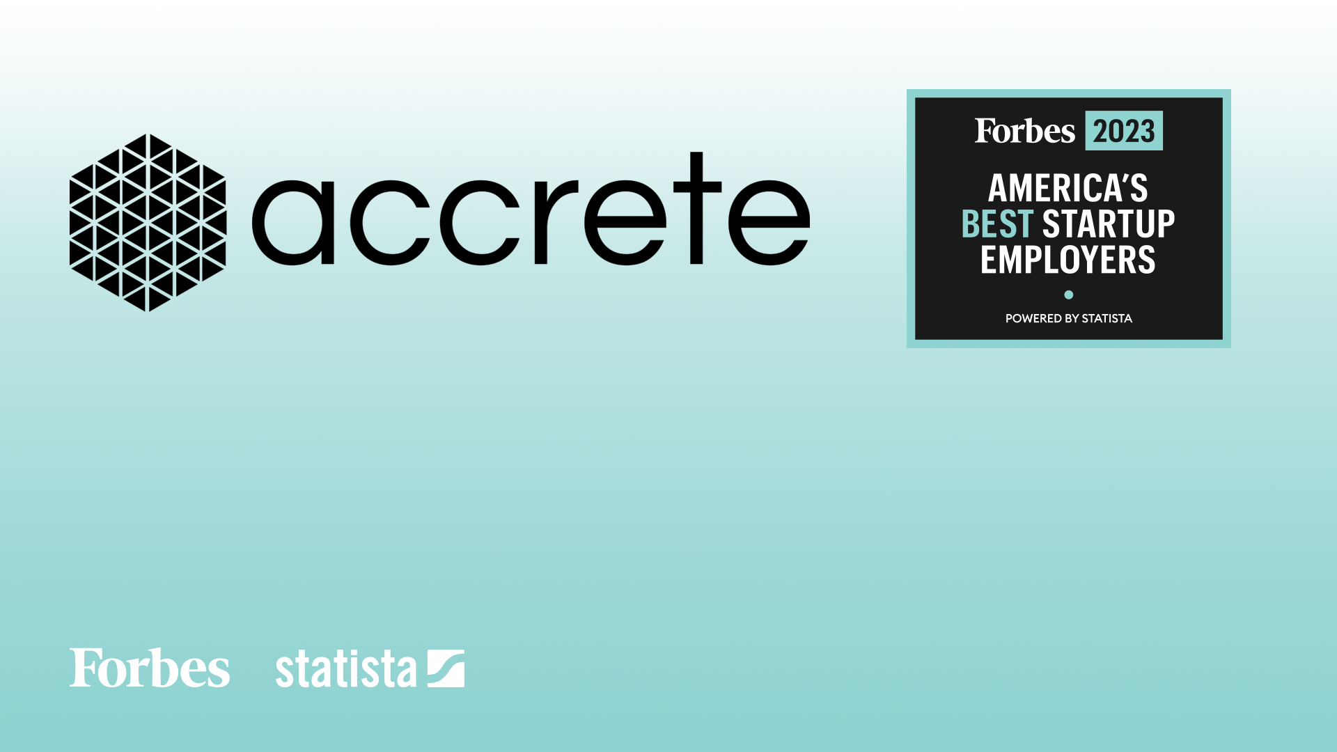 Accrete AI named as one of America's Best Startup Employers of 2023 by Forbes. 