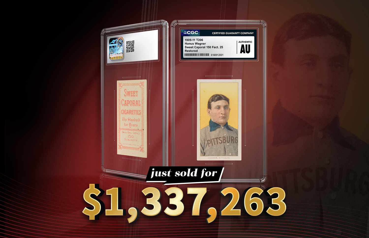 CGC-Certified T206 Honus Wagner Sold for $1.33 Million at Auction, Setting New Sports Card Record