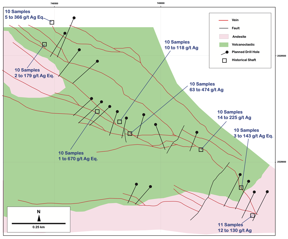 FIGURE 1 – Map of Rock Chip Samples at El Cristo image