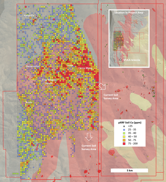 Figure 2 – Current progress of soil survey in the Santa Barbra 1 licence. 