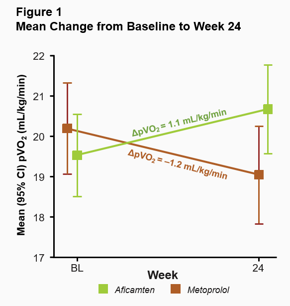 Mean Change from Baseline to Week 24 in pVO2 